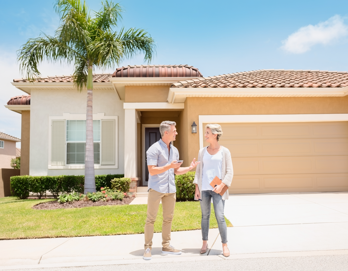 Prospective renters outside a Florida rental home in the Clearwater Tampa Bay area